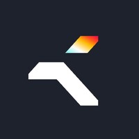a logo for a company with a rainbow colored arrow
