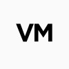 a black and white logo with the letter m v