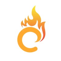 the letter c is made up of flames