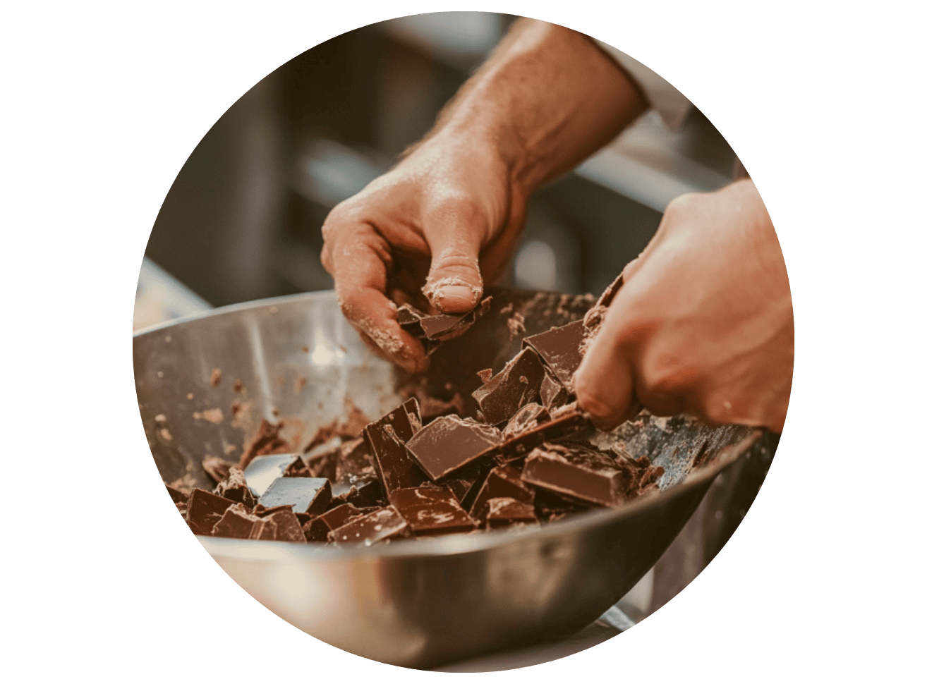 a person scooping chocolate into a bowl