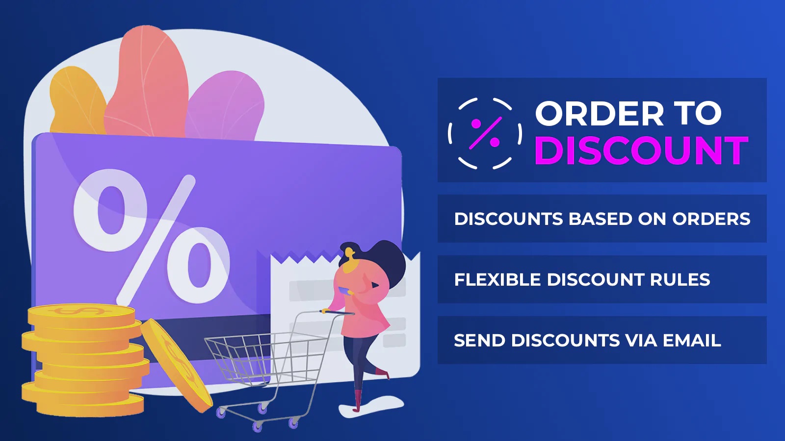 Banner listing functions of the Order to Discount app